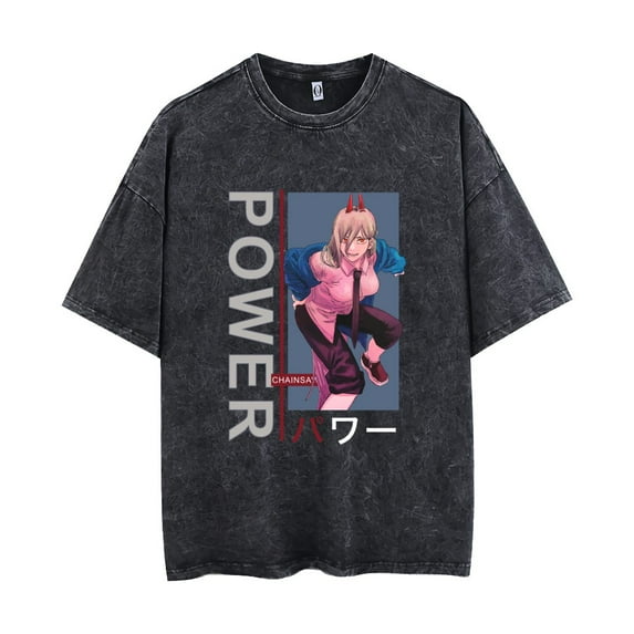 Anime short sleeve macimat shirt bauer short sleeve crew neck washed vintage top harajuku style men and women short sleeve
