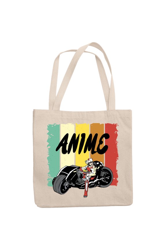 Anime with Motorcycle Rider, 12oz Canvas Tote Bag