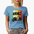 thumbnail image 1 of Anime with Motorcycle Rider, Baby Blue T-Shirt, 2XL, 1 of 5