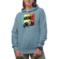 thumbnail image 1 of Anime with Motorcycle Rider, Light Blue Hooded Sweatshirt or Hoodie, Large, 1 of 5
