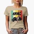 thumbnail image 1 of Anime with Motorcycle Rider, Tan T-Shirt, Large, 1 of 5