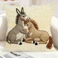 thumbnail image 1 of Animlas Christmas Embroidered Pillow Cover, Cozy Horses Knit Sofa Couch Decor Pillowcase, Farmhouse Rustic Couple Horses Cushion Cover, Bedside Living Room, Bedroom Cushion Case, 1 of 8