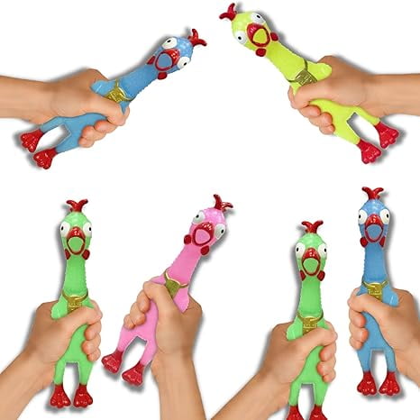 Animolds Screaming Rubber Chicken Novelty Toys, Tie Dye, Set of 6
