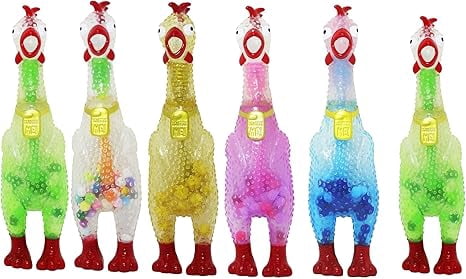 Animolds Screaming Rubber Chicken Novelty Toys, Tie Dye, Set of 6