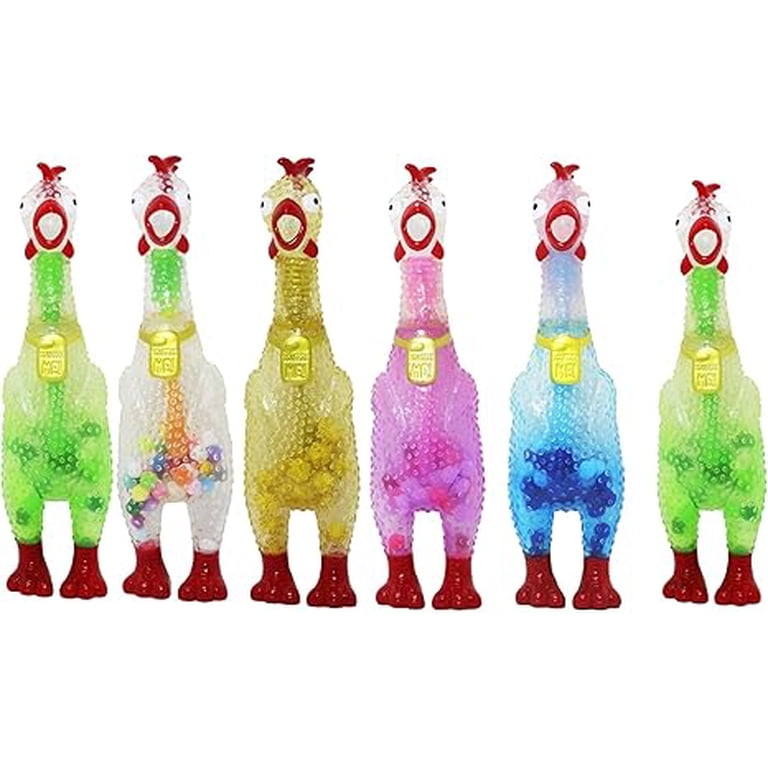 Animolds Screaming Rubber Chicken Novelty Toys, Tie Dye, Set of 6