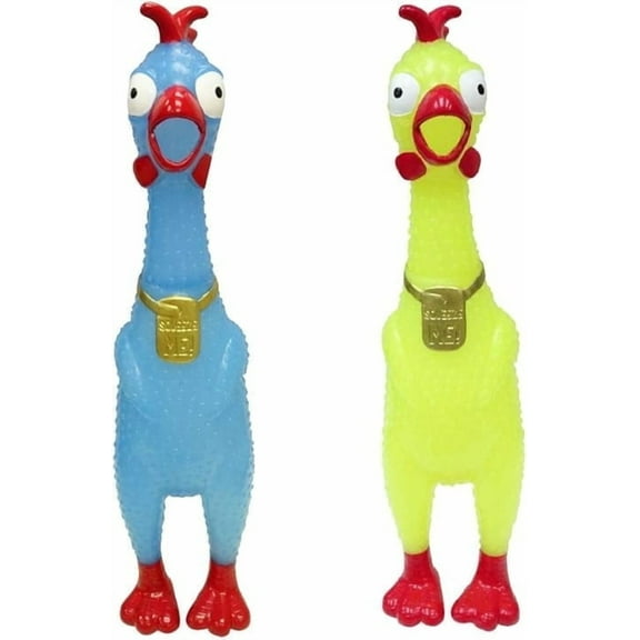 Animolds Squeeze Me Glow-in-the-Dark Rubber Chicken Toy, Screaming 2-Pack