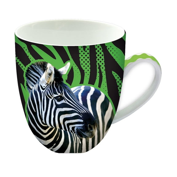 Animug Zebra Coffee Mug from Deluxebase. 15 Fl Oz Animal Print Ceramic Mug. Dishwasher Safe Zebra Cup with Handle. Attractive Novelty Coffee Mugs. Funny Mugs and Cute Gifts for Kids and Adults