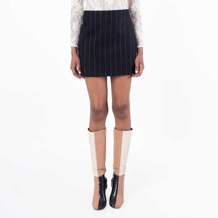 Anine Bing Tierra Mid-Rise Pinstripe Skirt, Size Medium