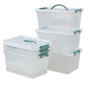 Aninhao 12 Quart Clear Latch Bin with Handle, Plastic Storage Box with Lid, 6 Pack