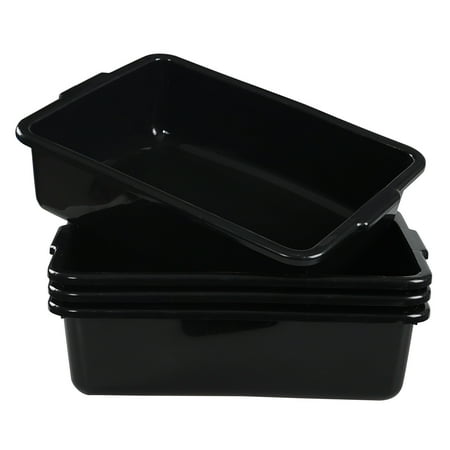 Aninhao 22 Liter Black Plastic Commercial Bus Box, 4 Pack Large Bus Tub