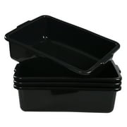 Aninhao 22 Liter Black Plastic Commercial Bus Box, 4 Pack Large Bus Tub