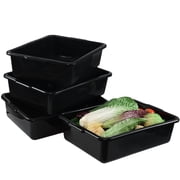 Aninhao 32 Liter Black Commercial Bus Tub, Extra Large Plastic Bus Box, 4 Pack