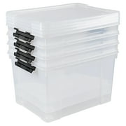 Aninhao 50 Quart Clear Latching Storage Box Bins, Large Plastic Storage Boxes with Wheels, 4 Packs