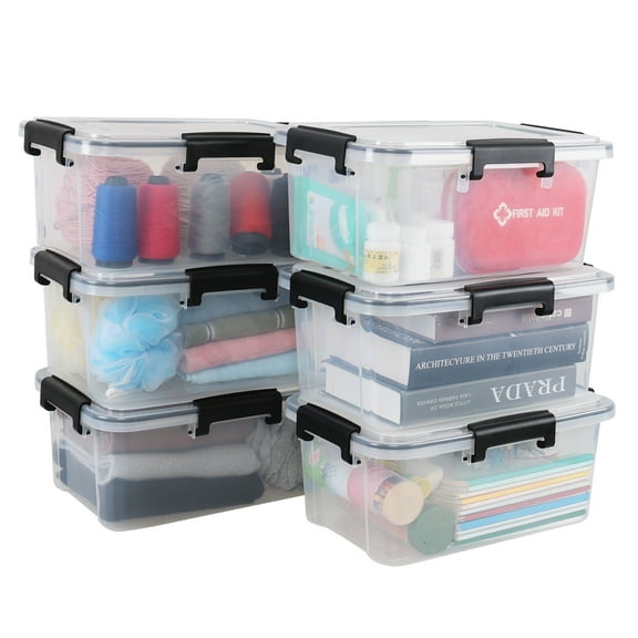 Aninhao 6 Pack Airtight Storage Bin with Lid, 10 Quart Clear Latching Storage Container