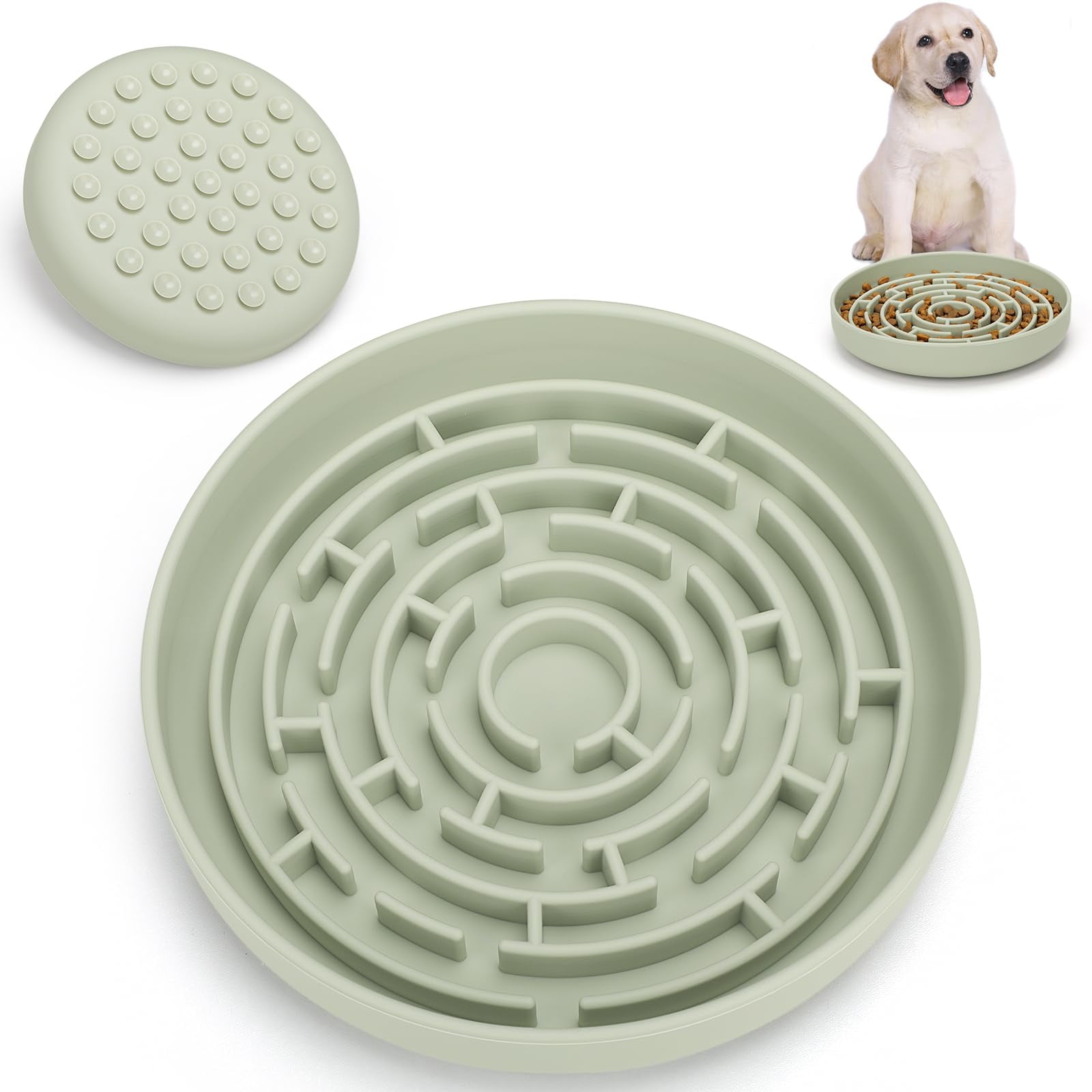 Anipaw Slow Feeder Dog Bowls Silicone Maze Food Suction Bowl Feeders