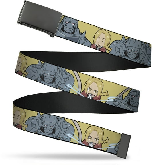 Adjustable Belt, Clamp Buckle, Cut-to-Fit, Fullmetal Alchemist Brotherhood Chibi Elric Brothers Pose