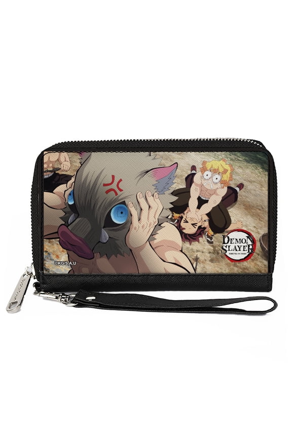 Aniplex Wallet, Zip Around, Demon Slayer Three Character Scene and Title Logo, Vegan Leather