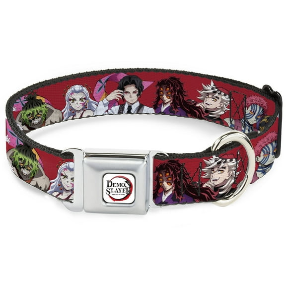 Aniplex of America Pet Collar, Dog Collar Metal Seatbelt Buckle, Demon Slayer Eight Demons Poses Red, 9.5 to 13 Inches 1.0 Inch Wide