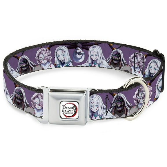 Aniplex of America Pet Collar, Dog Collar Metal Seatbelt Buckle, Demon Slayer The Spider Family Poses Purple, 15 to 24 Inches 1.0 Inch Wide