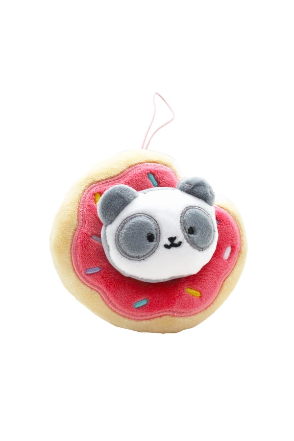 4 Small Squishy Panda Donut Plush Keychain : Pandaroll