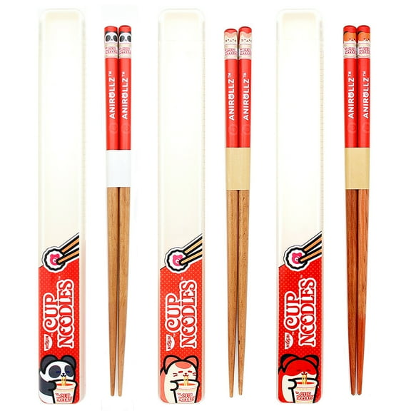 Anirollz Coosy x Nissin Cup Noodles Chopsticks Reusable with Case 3pcs Set