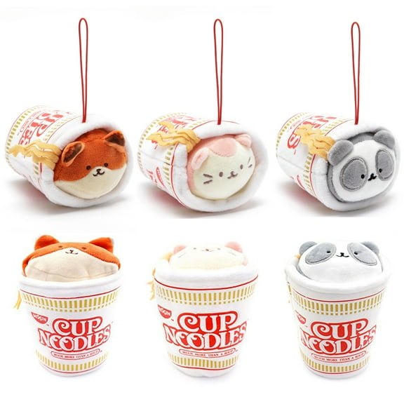 Anirollz Coosy x Nissin Cup Noodles Mini Plush Stuffed Animal Keychain Ornaments 3.5" 3pcs Gift Set Collection