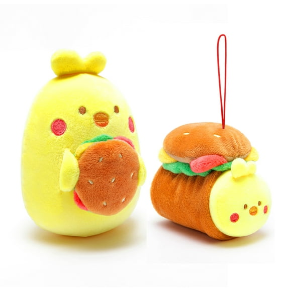 Anirollz Mini Squish Ball Stuffed Animal Keychain 2pcs Set Chickiroll