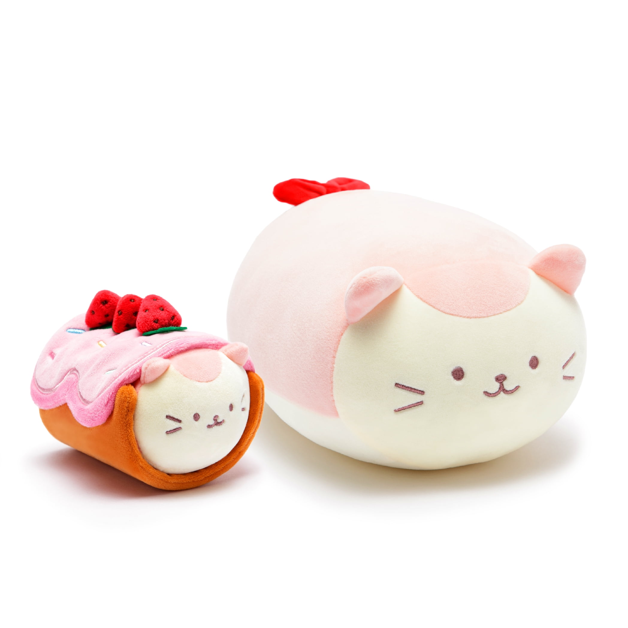 Anirollz Plush 2pcs Gift Set Kitty Strawberry Roll Cake Toy Kittiroll