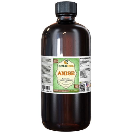 Anise Dry Seed KETO Friendly Alcohol-Free Absolutely Natural Expertly Extracted by Trusted HerbalTerra Brand Liquid Extract. Proudly made in USA. Glycerite 32 Fl.Oz