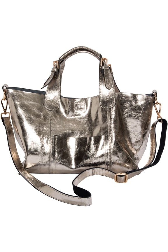 Company - Anissa Pyrite - 14" x 9.5" Metallic Leather Purse/Handbag