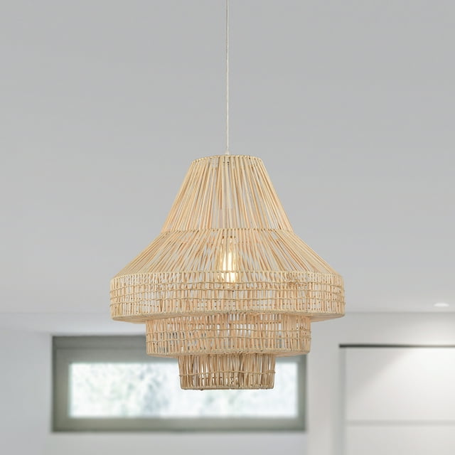 Anita 1 Light Cream Rattan Basket Pendant Light