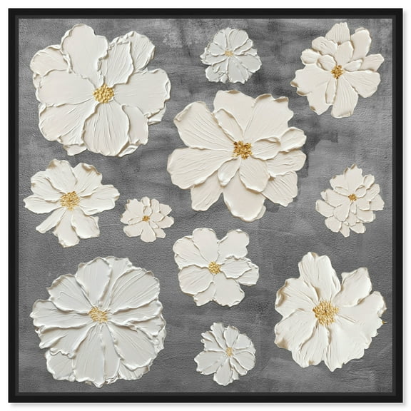 Anita Bloom II Chic Farmhouse Canvas Wall Art by Art Remedy, Black Floater Frame, 12"x12"