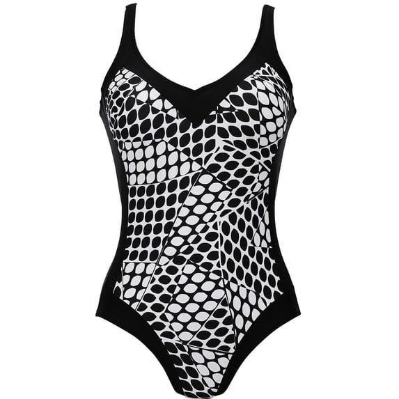 Anita Comfort Sidonia Women`s One-piece Swimsuit, 08C, black-white