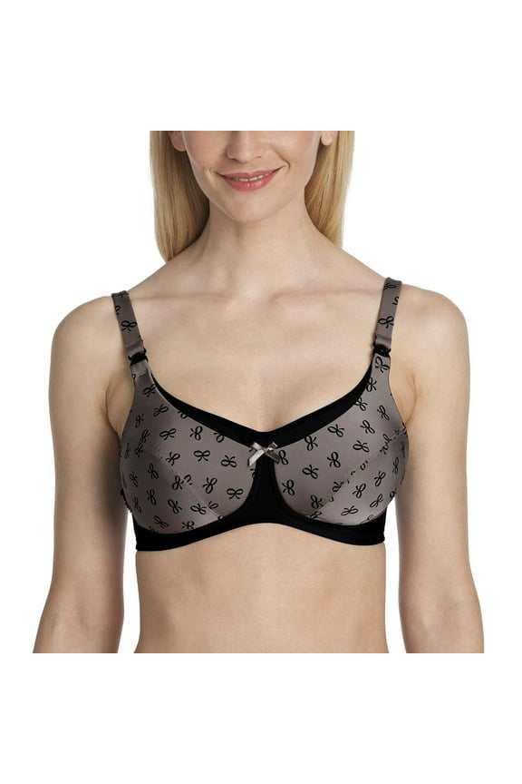 Maternity Miss Ribbon Women`S Nursing Bra, 34C, Platinum Black