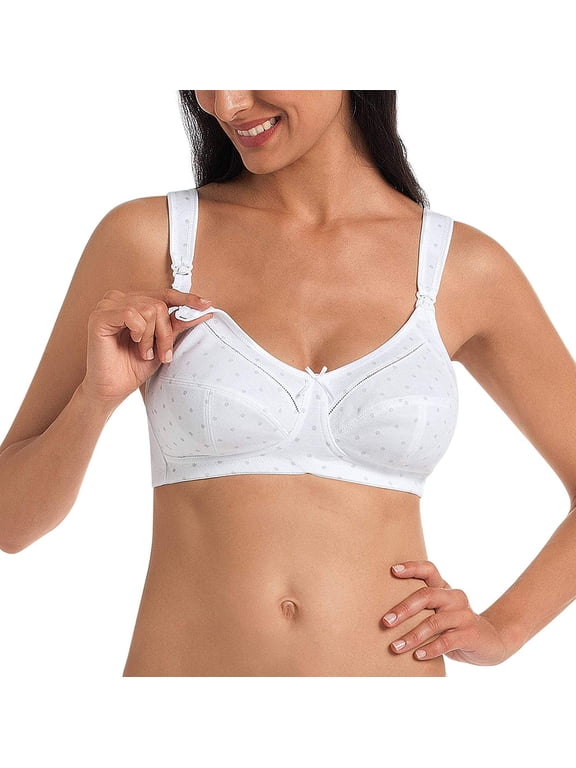 PEARL WHITE Maternity Cotton Non-Wired Nursing Bra, US 36E, UK 36DD
