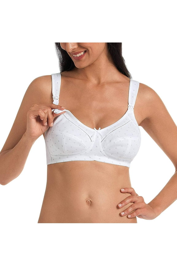 PEARL WHITE Miss Cotton Non-Wired Nursing Bra, US 40E, UK 40DD