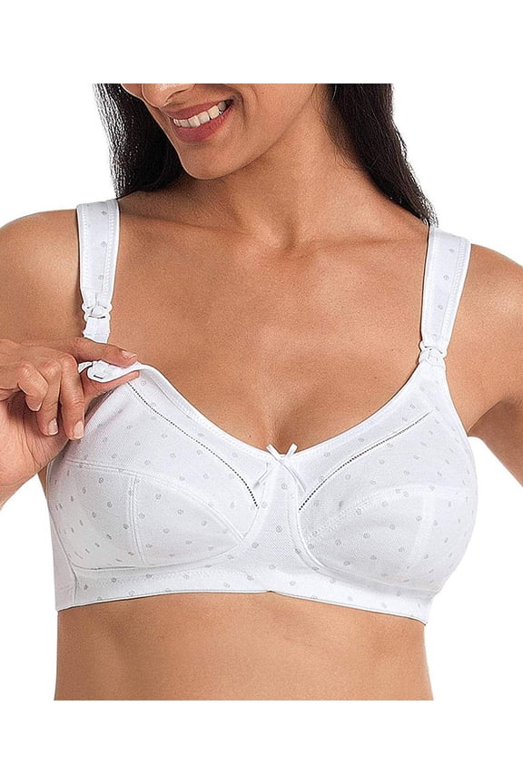 PEARL WHITE Miss Cotton Non-Wired Nursing Bra, US 48F, UK 48E