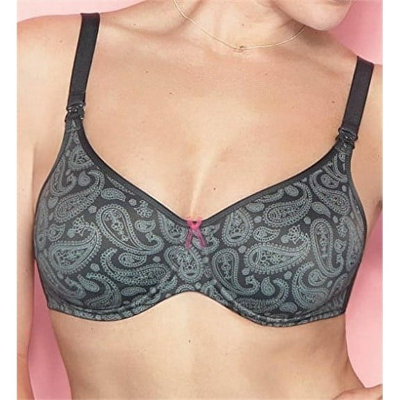 Anita Paisley Seamless Underwire Nursing Bra #5092,40E,Anthracite