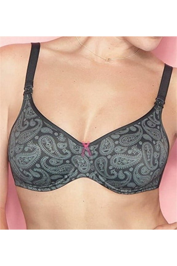 Paisley Seamless Underwire Nursing Bra #5092,40E,Anthracite