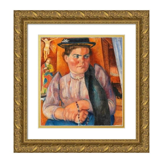 Anita Rée 12x13 Gold Ornate Wood Frame and Double Matted Museum Art Print Titled - Tyrolean Farmer (1921)