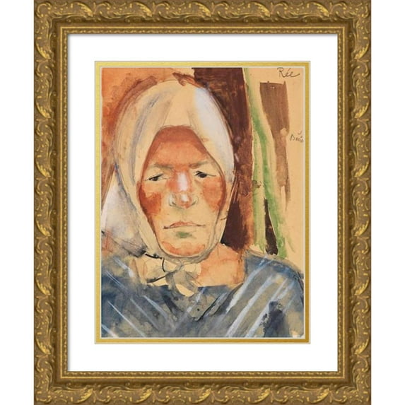 Anita Rée 12x14 Gold Ornate Wood Frame and Double Matted Museum Art Print Titled - Portrait of a Farmer (1921)