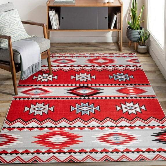 Anita Traditional Red Area Rug Rectangle 5' x 8' Rectangle