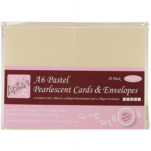 Anita's Pearlescent Cards/Envelopes, A6, 50pk