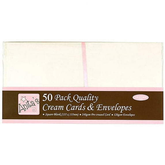 Anita's Square Cards W/Envelopes 5"X5" 50/Pkg-Cream