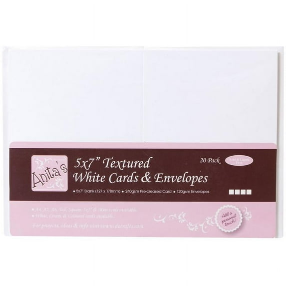Anita's Textured Cards W/envelopes 5"x7" 20/pkg-white