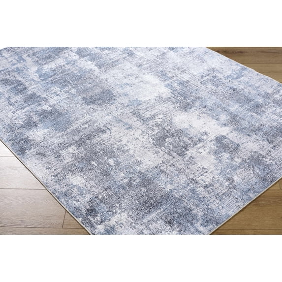 Anitra Contemporary Area Rug - Off White, Navy Blue - 6'7" x 9'