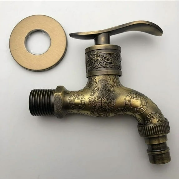 Anituqe Bronze Washing Machine Crane Decorative Outdoor Faucet , Vintage Garden Bibcock Tap Wall Mounted Mop Brass WF