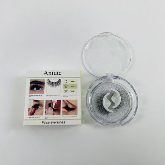 Aniute False eyelashes,12 mm, Handmade, Refined Faux Silk, Contact Lens Friendly, Easy to Apply, Includes 1 Pair Reusable Strip Lashes