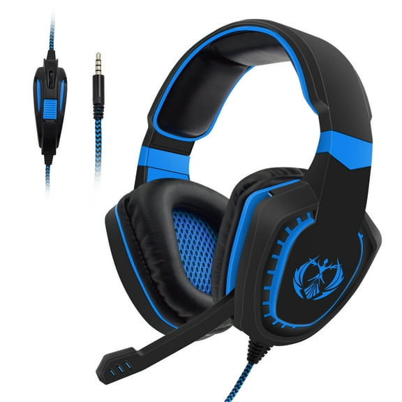 Anivia Gaming Headset Bass Surround Sound Stereo Headset with Flexible Microphone Volume Control Noise Canceling Mic Over-Ear Headphones-Black&BlueShip from USA