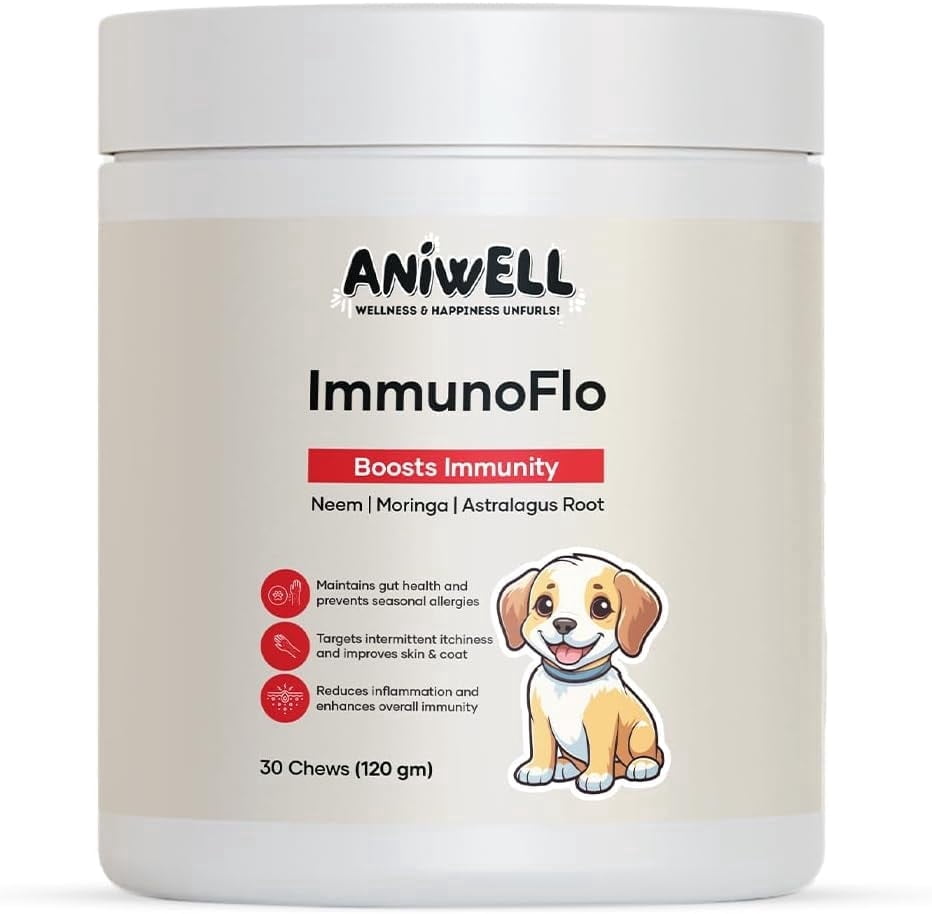 Aniwell ImmunoFlo: A New Age Natural Solution for Allergies & Immunity, Powered by Astragalus Root & Flaxseed C3 – Promotes Seasonal Allergy Relief, Gut & Digestive Health – Soft Chews
